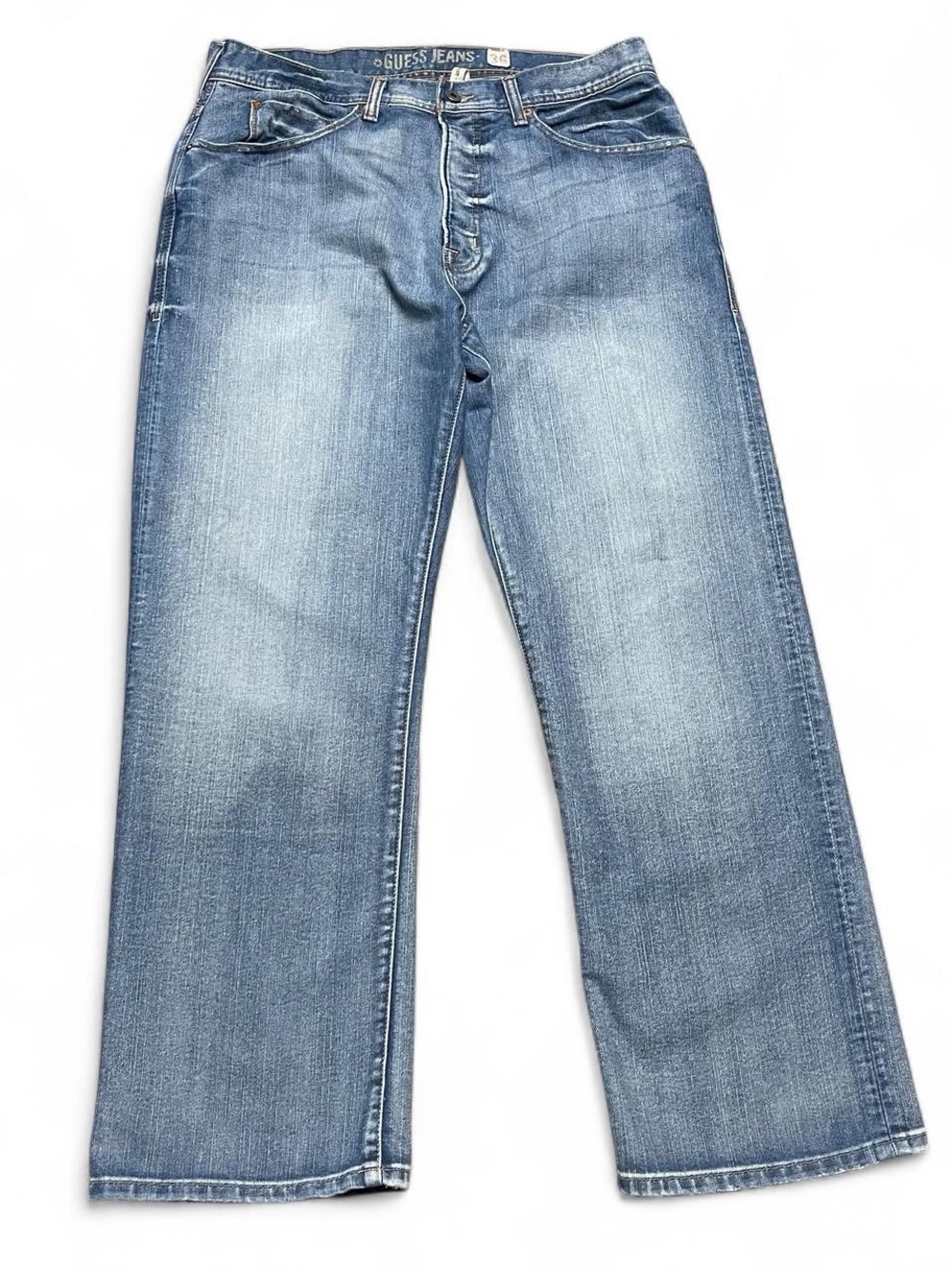 Vintage Guess Jeans Mens 36x30 Blue Relaxed Fit Straight Denim Button Fly Y2K